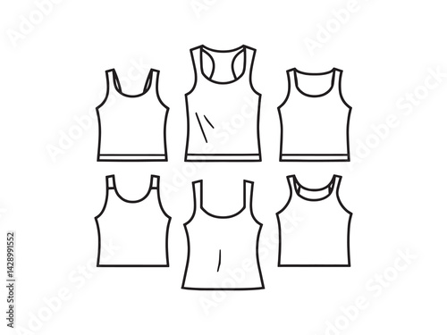 tanktop line art abstract design simple black and white art