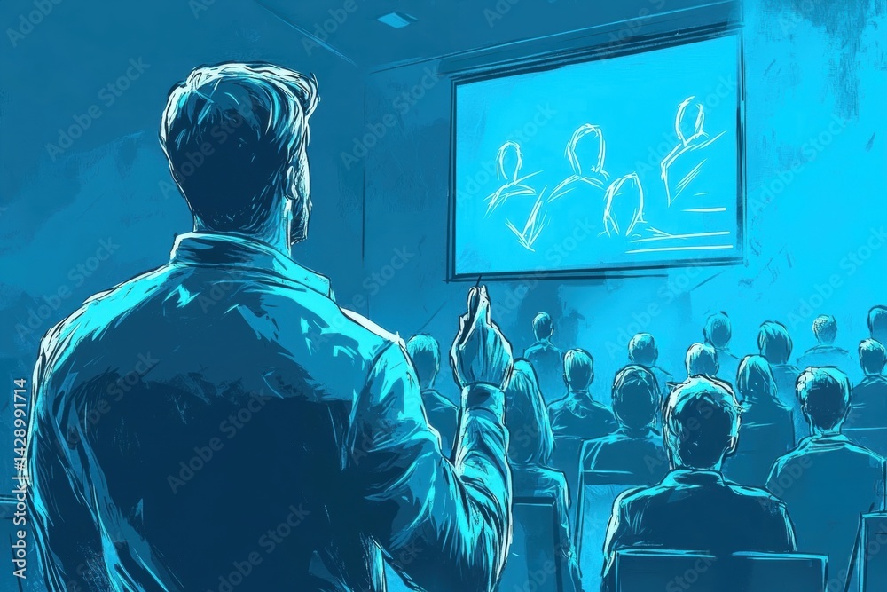 Obraz premium Man giving presentation in lecture hall