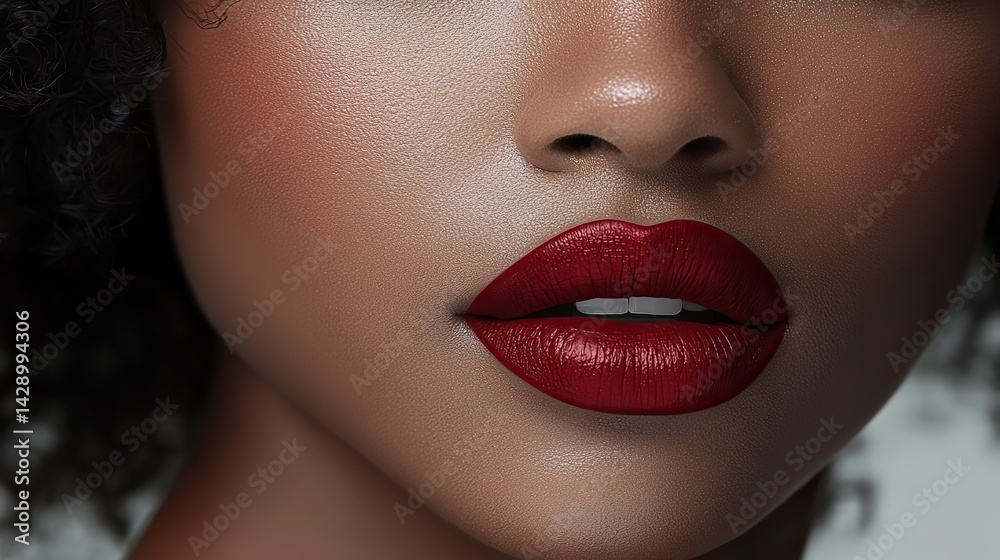 Obraz premium Crimson lipstick adds a bold and confident touch to a look