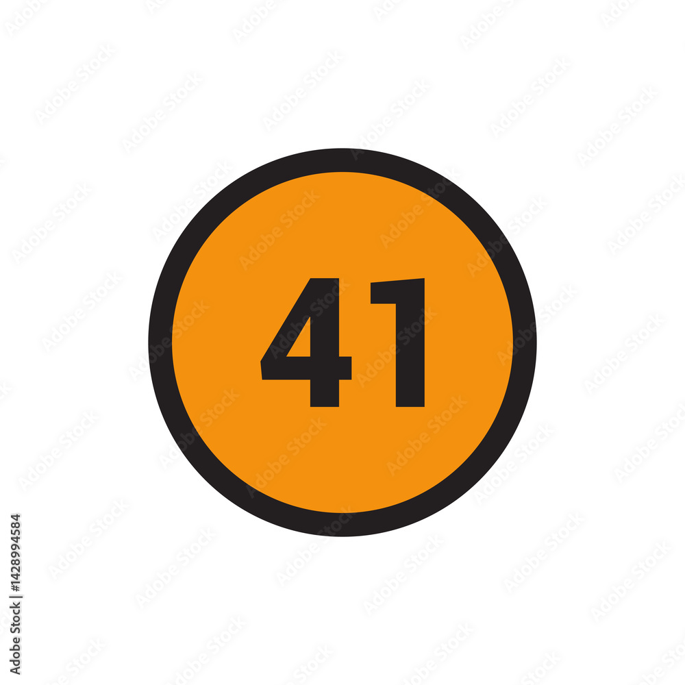 41 Number icon vector Orange Circle with Black design 41 Number icon vector Orange Circle with Black design
