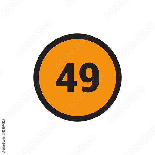 Free Download 49 Number icon vector Orange Circle with Black design - GFXLoad