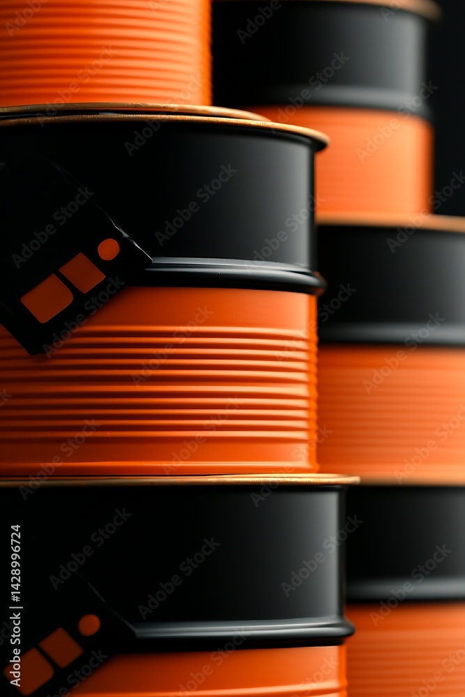 Obraz premium Stacked Oil Drums Close Up