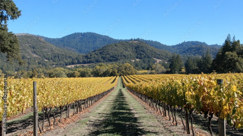 Naklejka premium Autumn Vineyard Valley Harvest