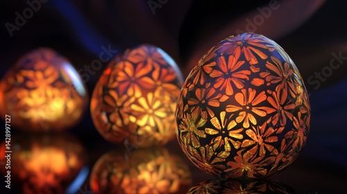 Glowing egg-shaped lanterns with cutout patterns