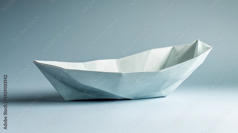 Folded paper boat on a muted backdrop Folded paper boat on a muted backdrop