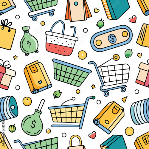 Cute Grocery Shopping Pattern