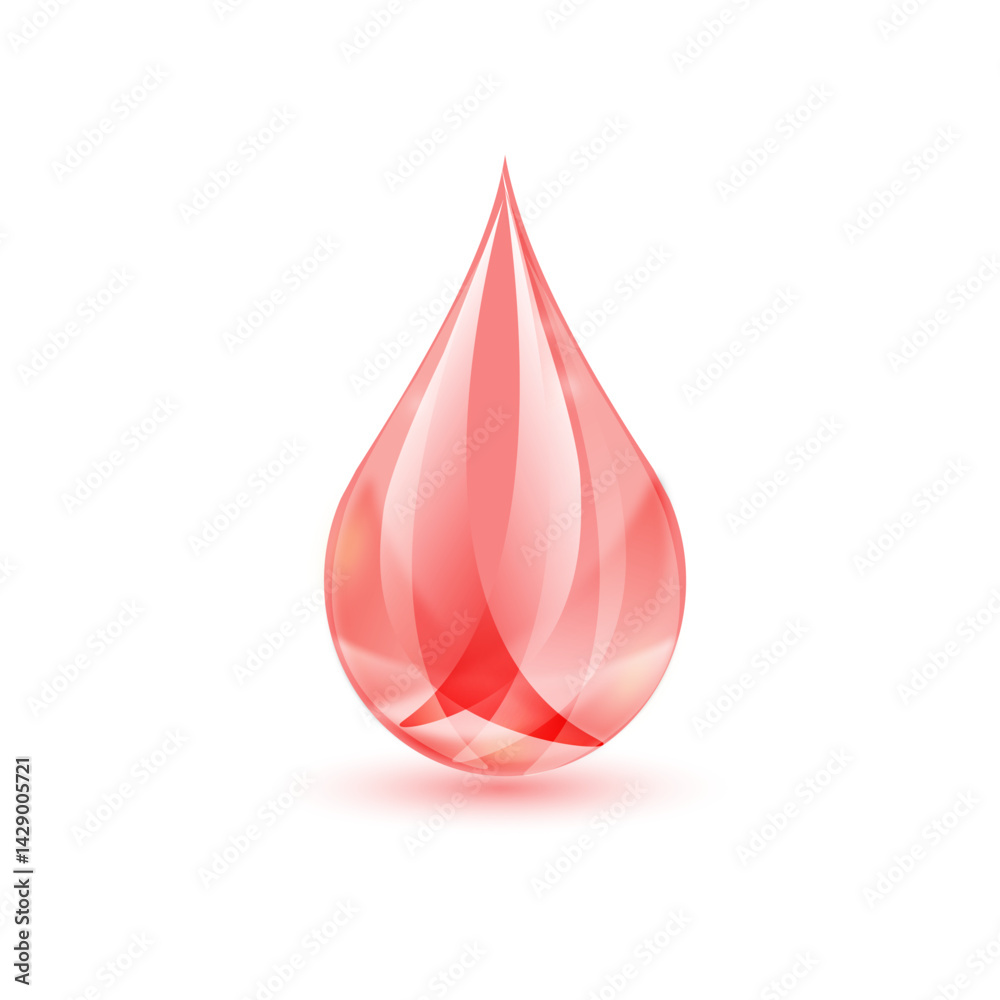 Fototapeta premium Pink drop on white background.
