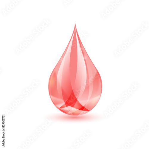 Pink drop on white background.