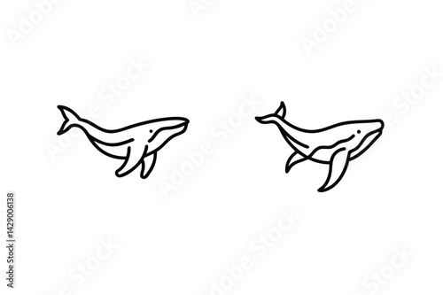 Minimalist Black And White Whale Outline Vector Illustration For Graphic Design Projects