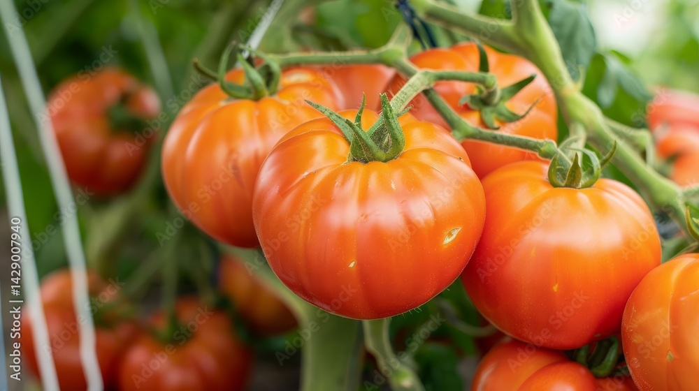 A thriving tomato plant bursting with ripe tomatoes ready for harvest in a vibrant garden setting under sunlight A thriving tomato plant bursting with ripe tomatoes ready for harvest in a vibrant garden setting under sunlight