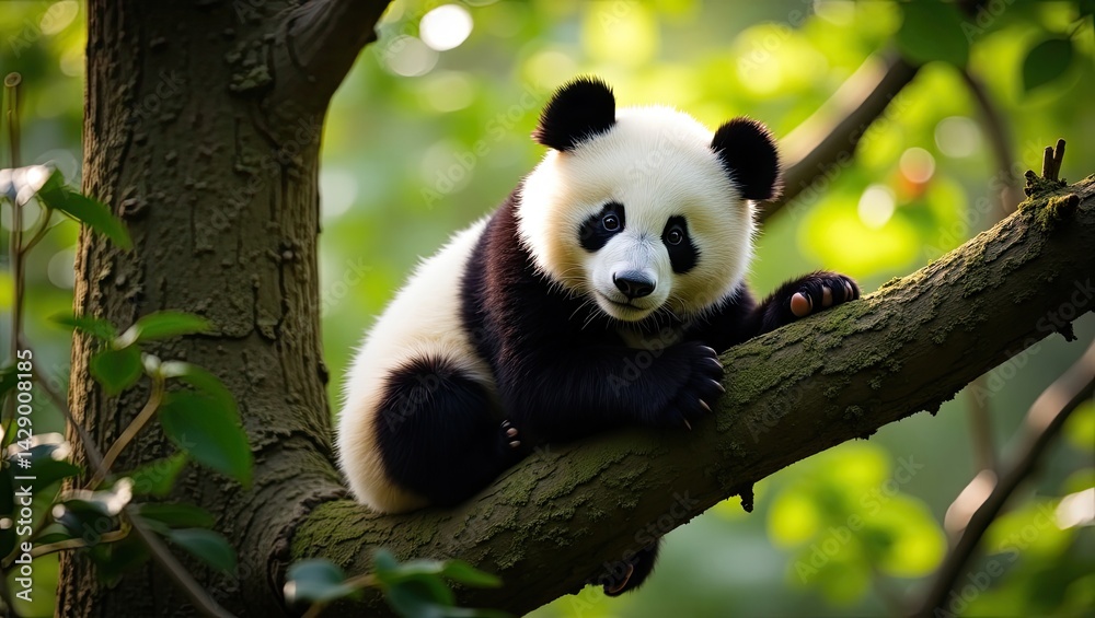 Obraz premium giant panda eating bamboo