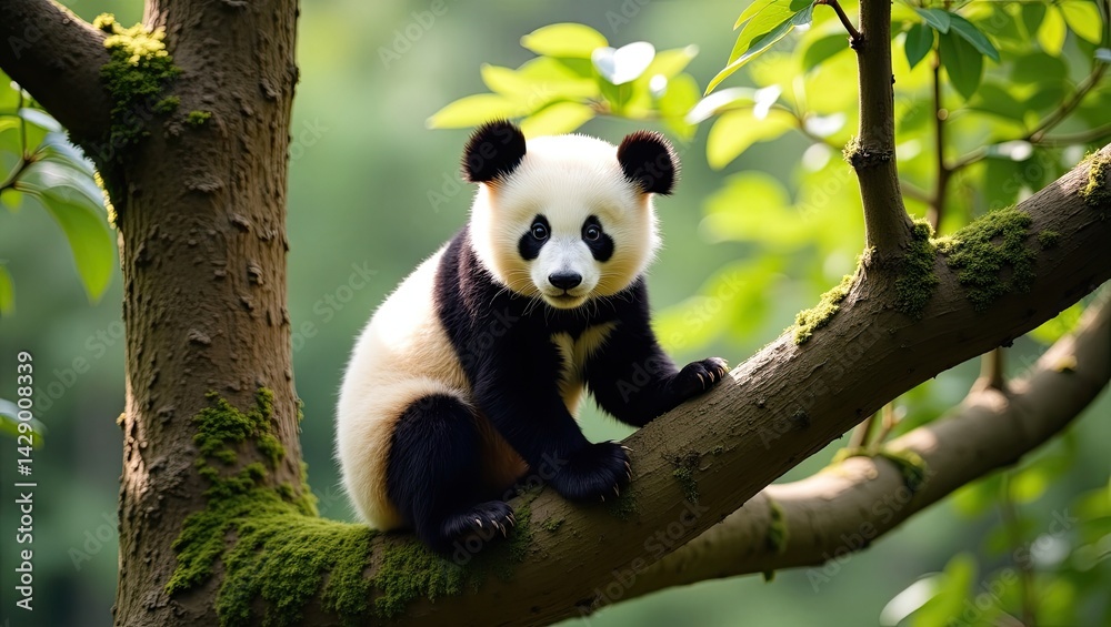 Obraz premium giant panda eating bamboo