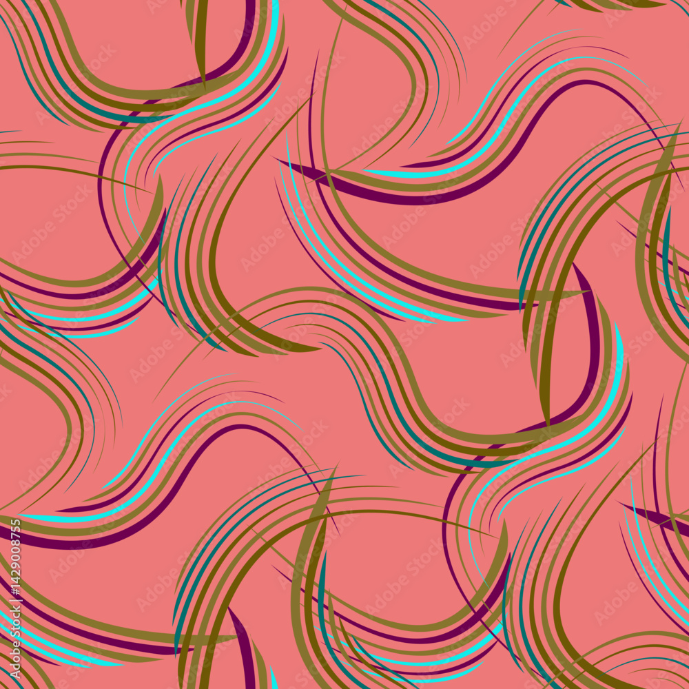 Fototapeta premium Vector - colored waves illustration seamless pattern.