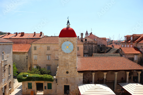 Historical clock tower in trogir, Croatia. 