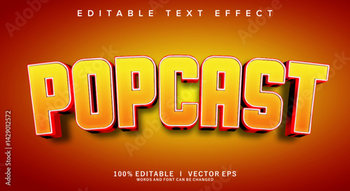 popcast 3d vector text effect with modern style design