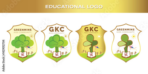 Flat Logo Design for Educational Center on White Background