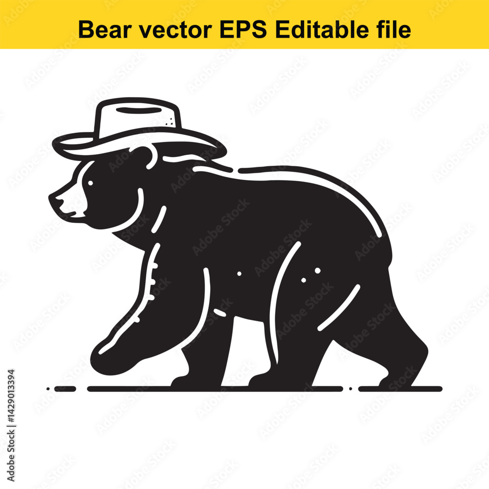 Obraz premium Bear vector wearing western hat