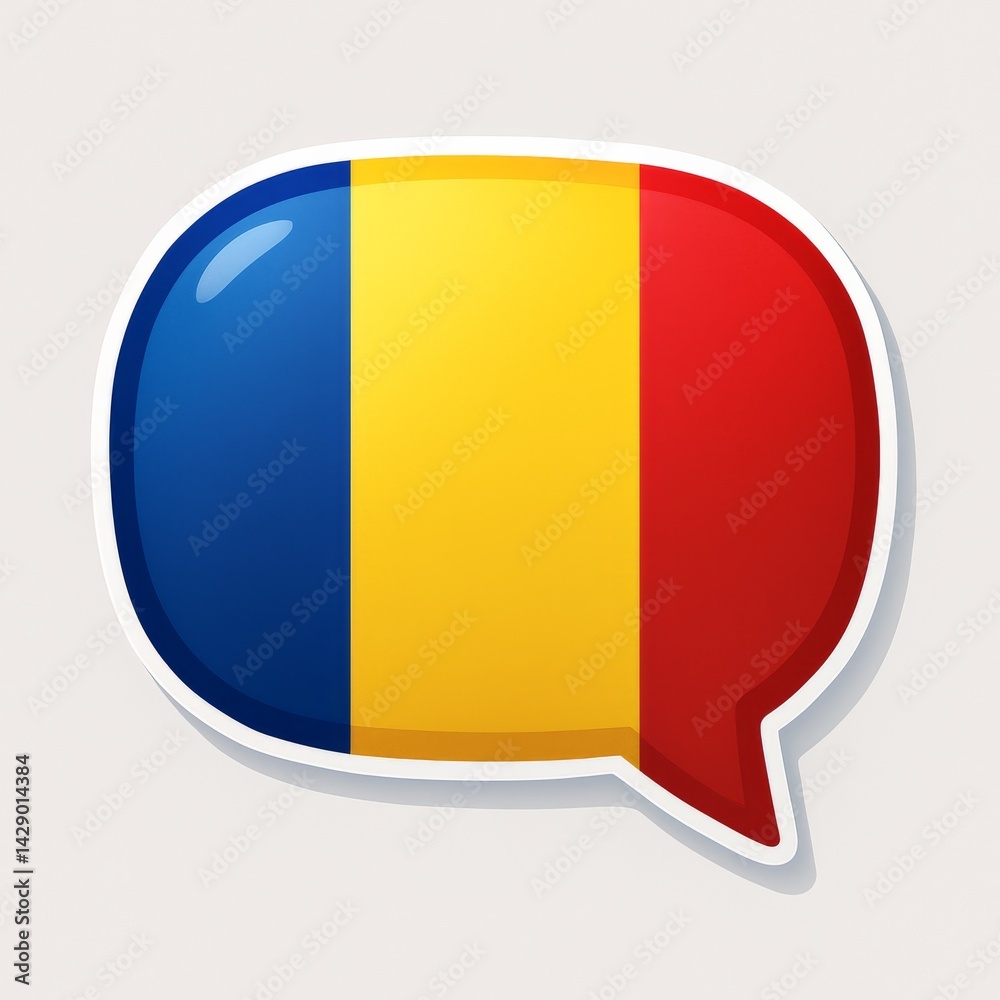 Fototapeta premium Romanian flag Speech Bubble
