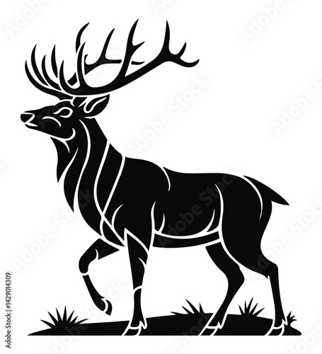 Majestic Stag Silhouette Art – Nordic Deer Design in Black and White
