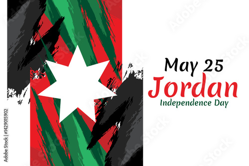 May 25 Kingdom of Jordan Independence Day vector illustration. Suitable for greeting card, poster and banner.