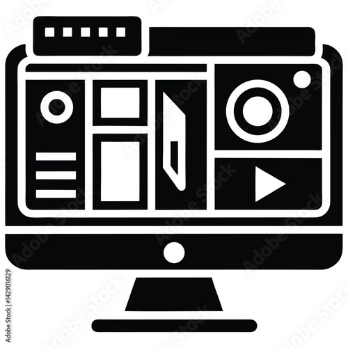 Isolated Black Vector Photographer using Element editing software  lightroom ui  With White Background