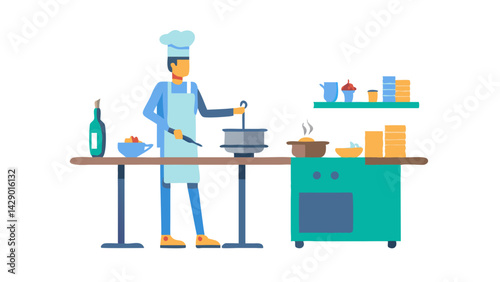 chef in restaurant kitchen, icon