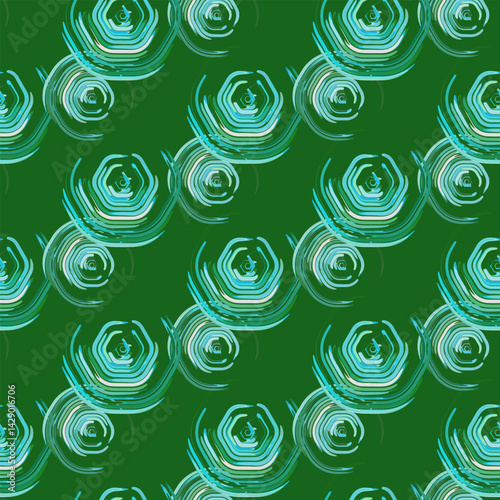 Green Spiral Geometric Swirl Seamless Vector Pattern