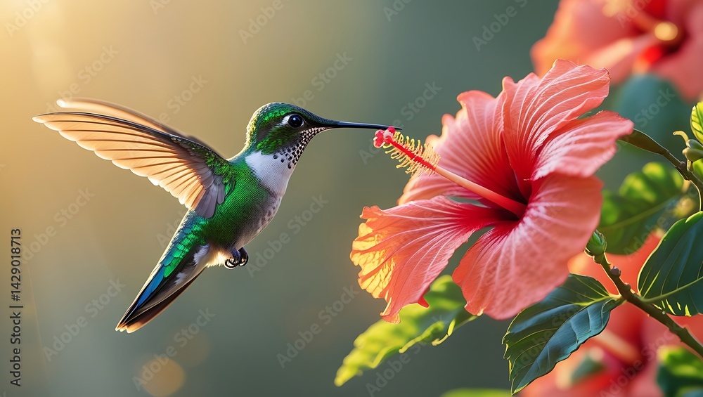 Fototapeta premium hummingbird and flower