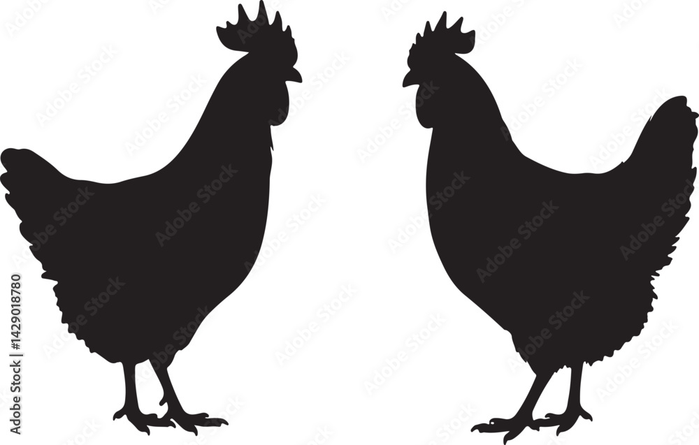 Fototapeta premium Chicken silhouette vector set on white background eps file