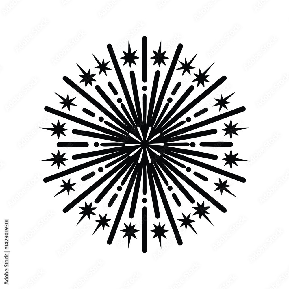 Obraz premium Celebration firework icon silhouette vector with white background