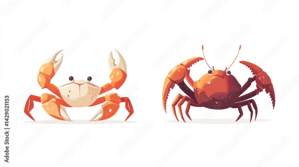 Fototapeta premium Cartoon crabs, two different colors