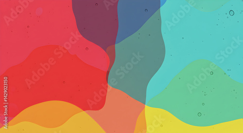 Fluid Color Abstract With Transparent Shapes And Organic Forms