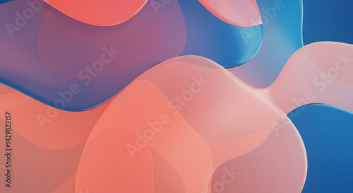 Modern Abstract Gradient Background With Organic Coral And Azure Shapes