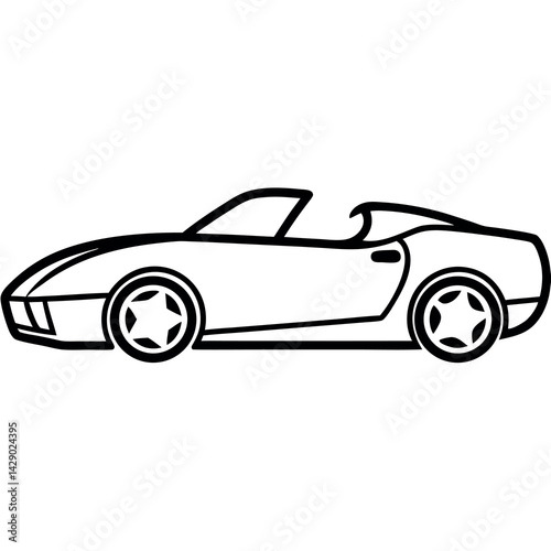Minimalist Roadster Icon in Thin Line Art – Monochrome Vector Illustration