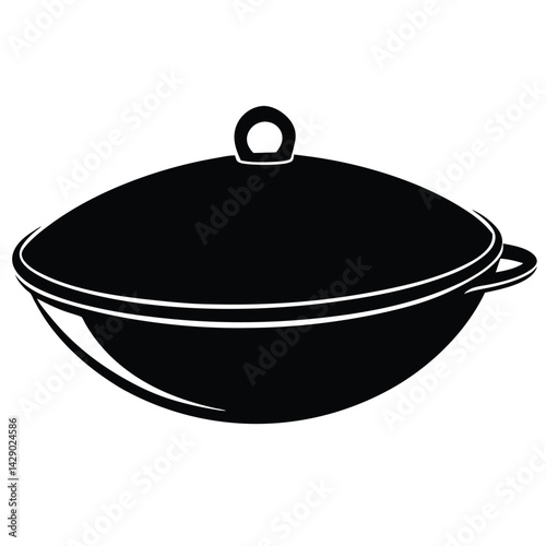 Modern Wok Vector – Authentic Asian Cooking Pan Illustration for Culinary & Design Projects