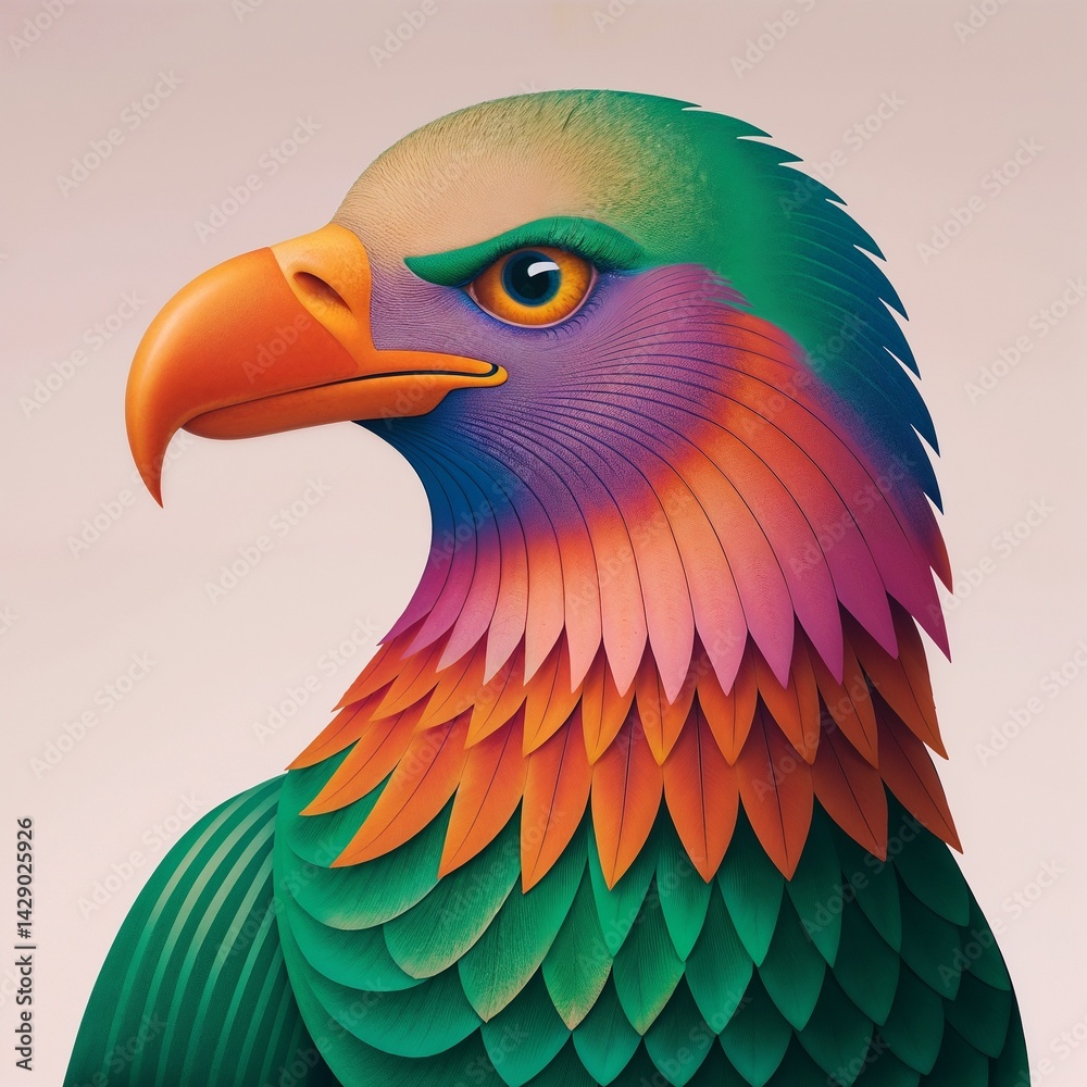 Colorful Eagle Portrait in Vibrant Art Style