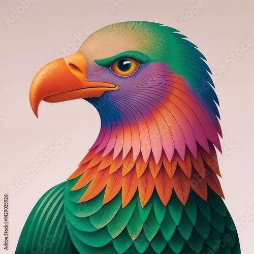 Obraz na płótnie Colorful Eagle Portrait in Vibrant Art Style w salonie