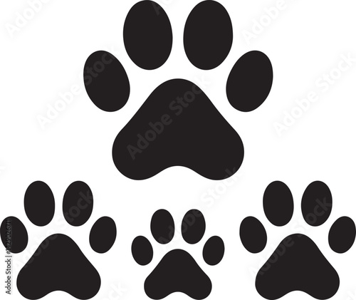 Bobcat footprint icon, Bobcat paw print silhouette vector, black animal track icon
