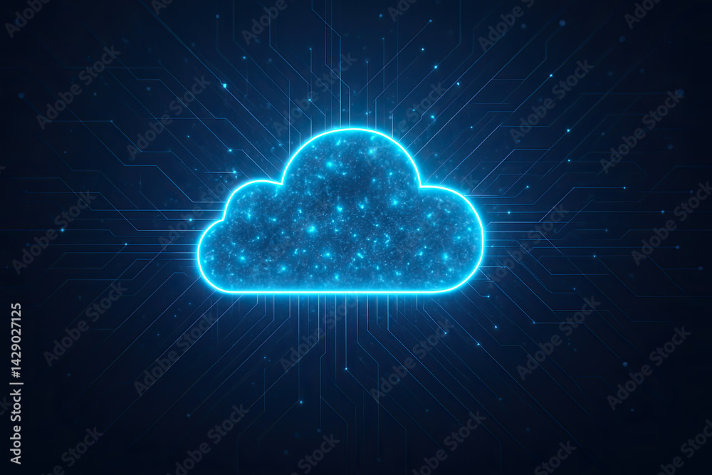 Abstract Glowing Cloud Network - Digital Technology Background Abstract Glowing Cloud Network - Digital Technology Background