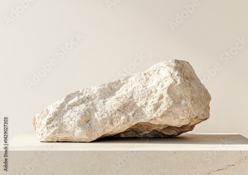 Cream-colored rock on a light beige surface