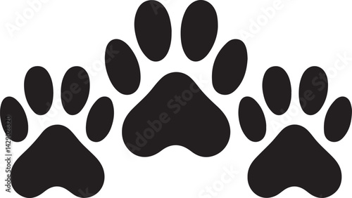 Bobcat footprint icon, Bobcat paw print silhouette vector, black animal track icon
