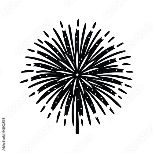 Hand drawn firework icon silhouette vector with white background