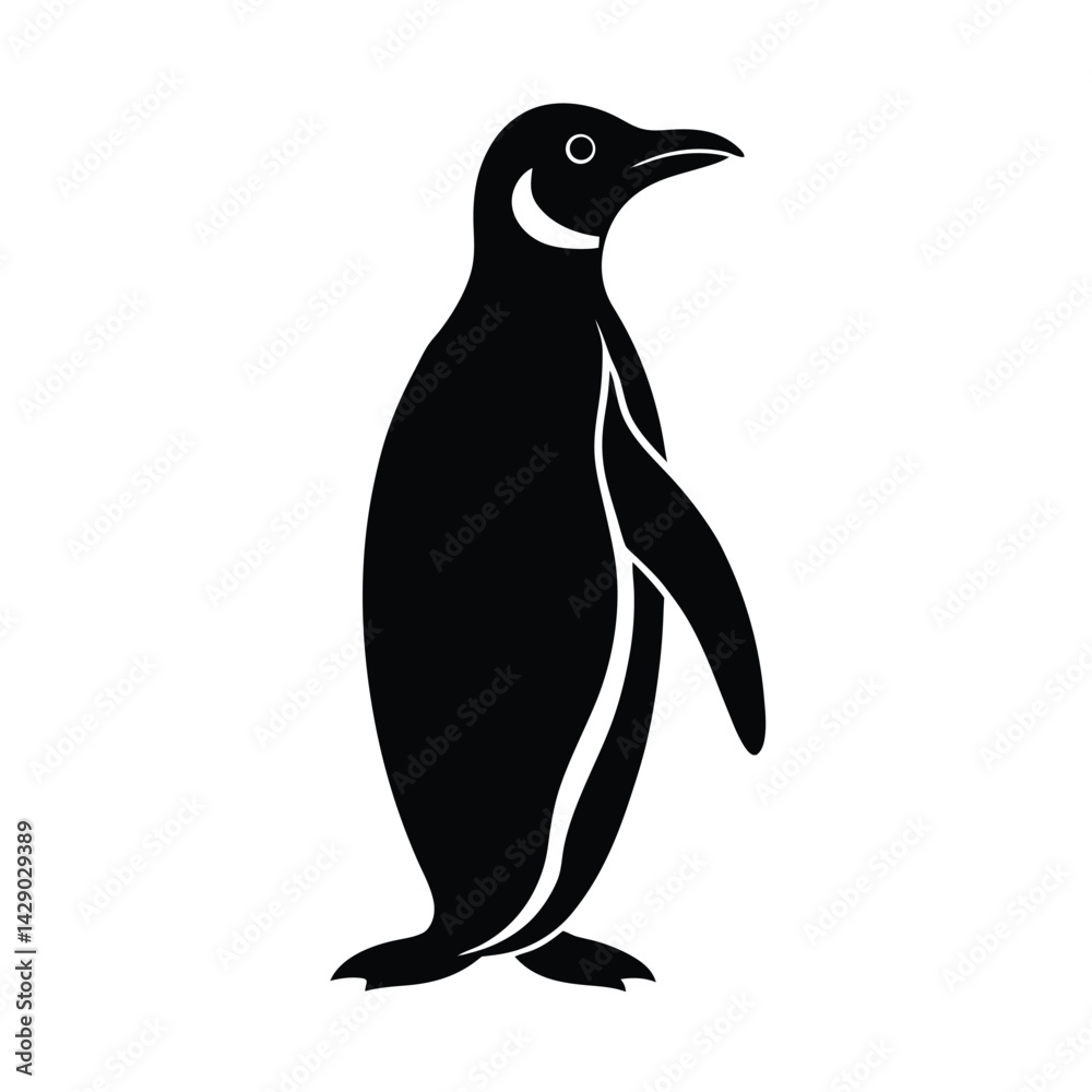 Naklejka premium Penguin Silhouette Illustration on White Background