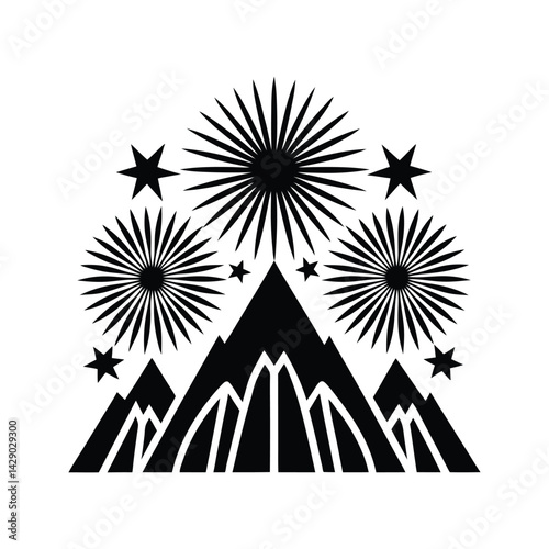 High altitude firework icon silhouette vector with white background