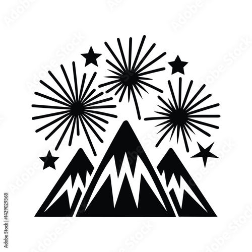 High altitude firework icon silhouette vector with white background