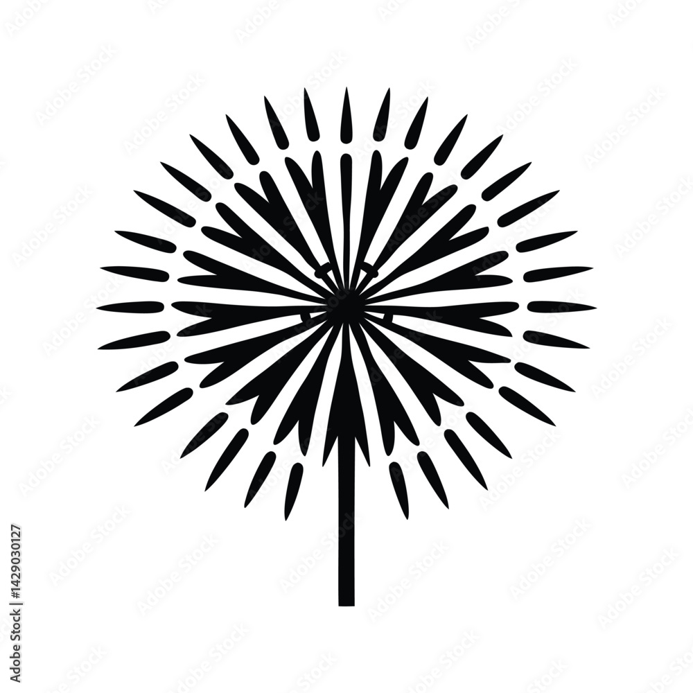 Fototapeta premium Japanese style firework icon silhouette vector with white background