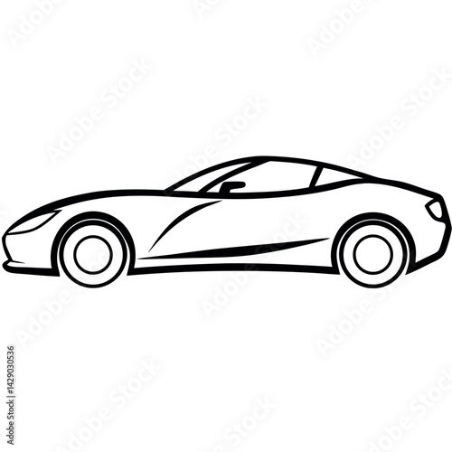 Side View of a Roadster in Outline Format – Clean and Simple Line Art Design