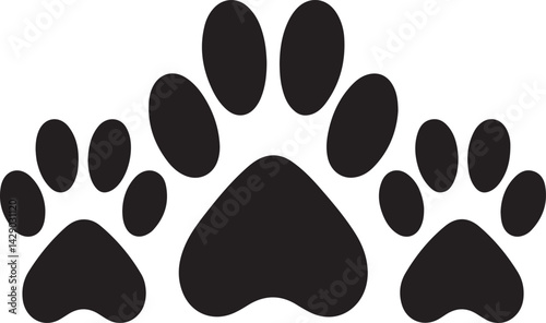 Bobcat footprint icon, Bobcat paw print silhouette vector, black animal track icon
