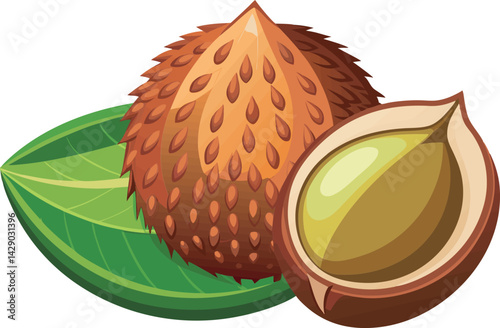 A vibrant vector art illustration of delicious salak, or snake fruit, showcasing its scaly texture and tropical appeal in vivid detail.