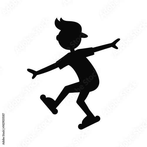 Skating Kid Illustration Icon Silhouette
